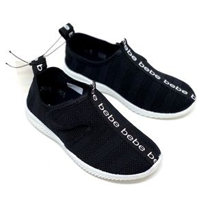 BEBE Girls Black/White Mesh Velcro Casual Shoes Size 2